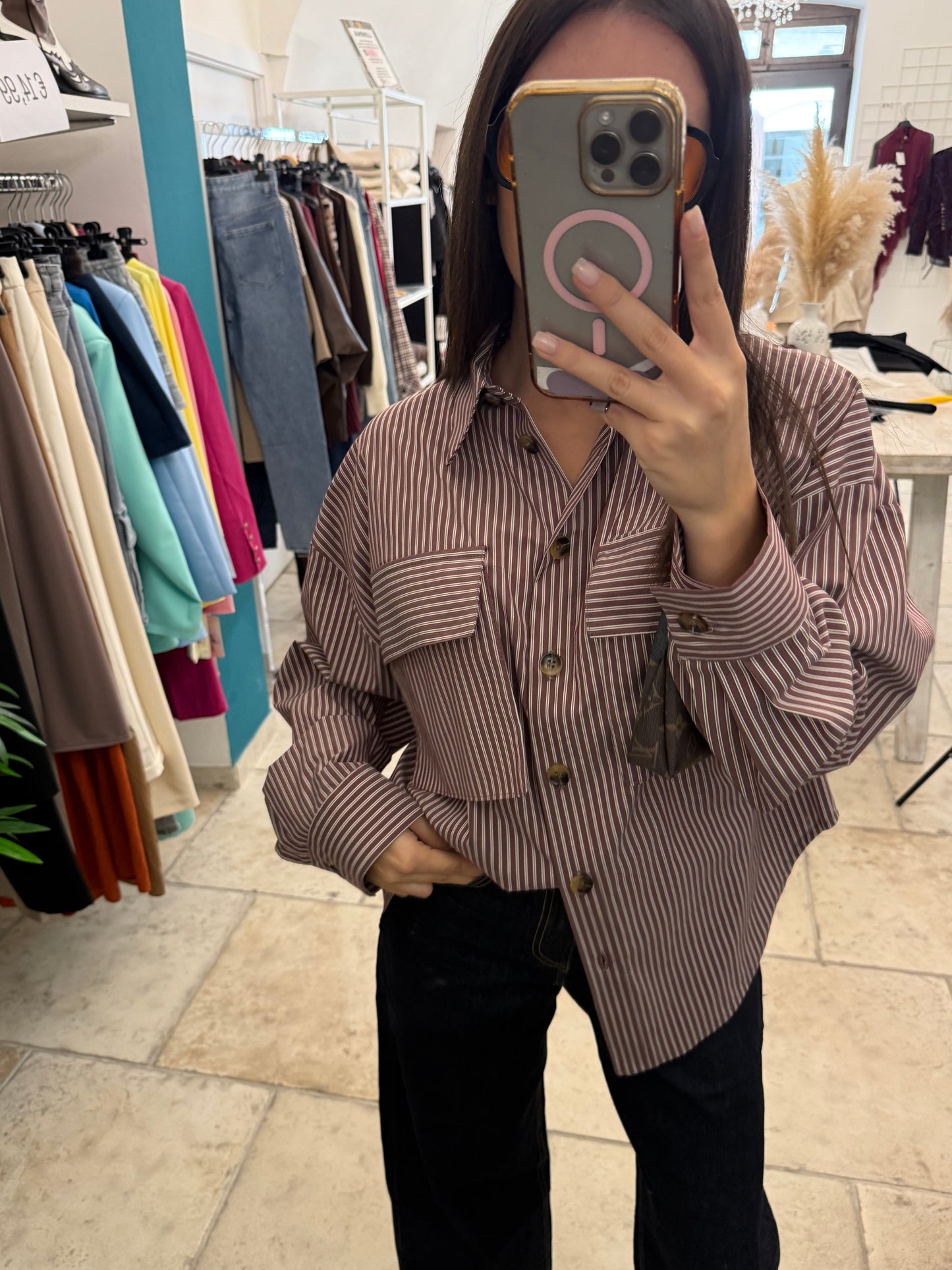 Camicia gessata prugna