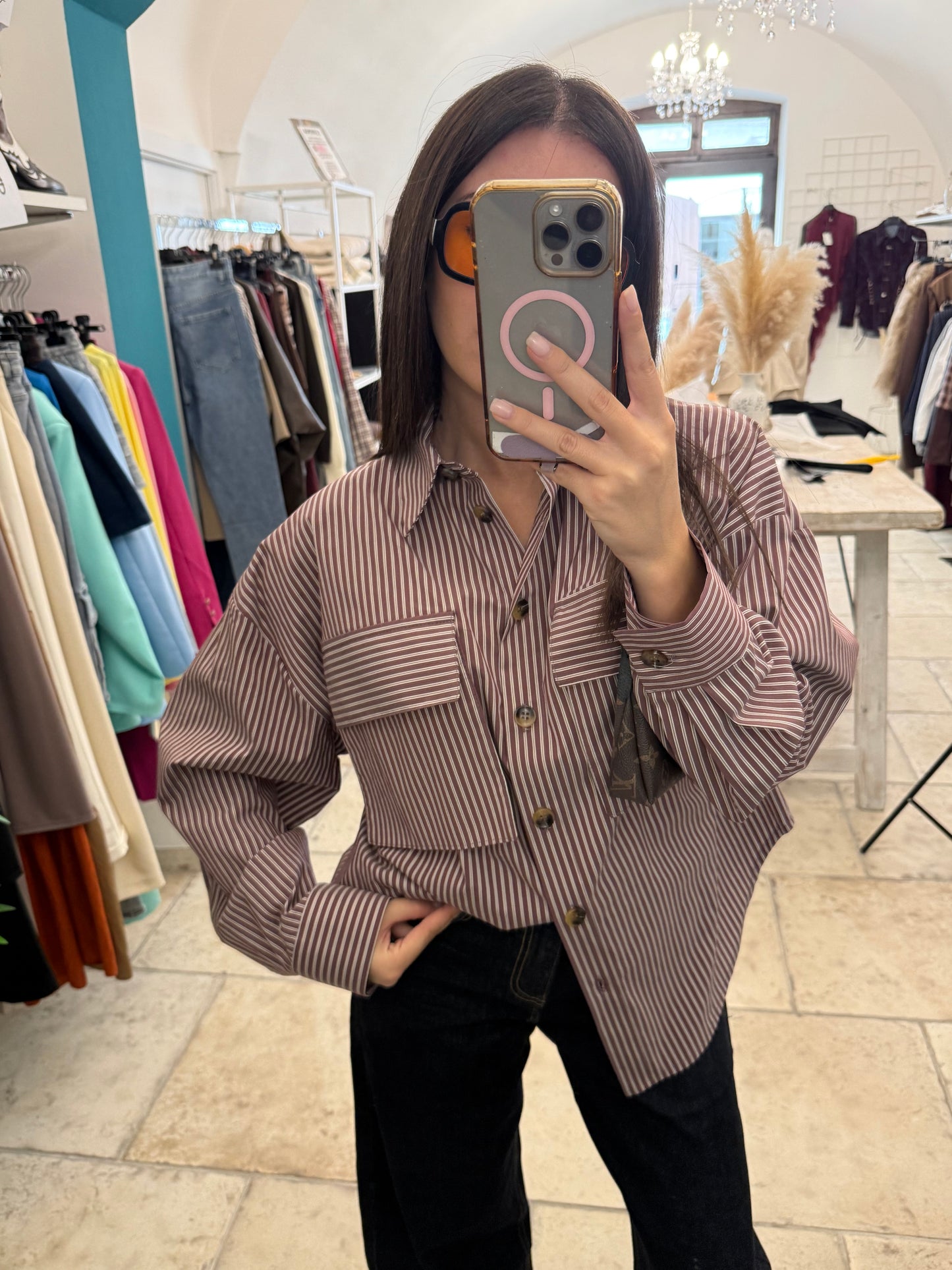 Camicia gessata prugna