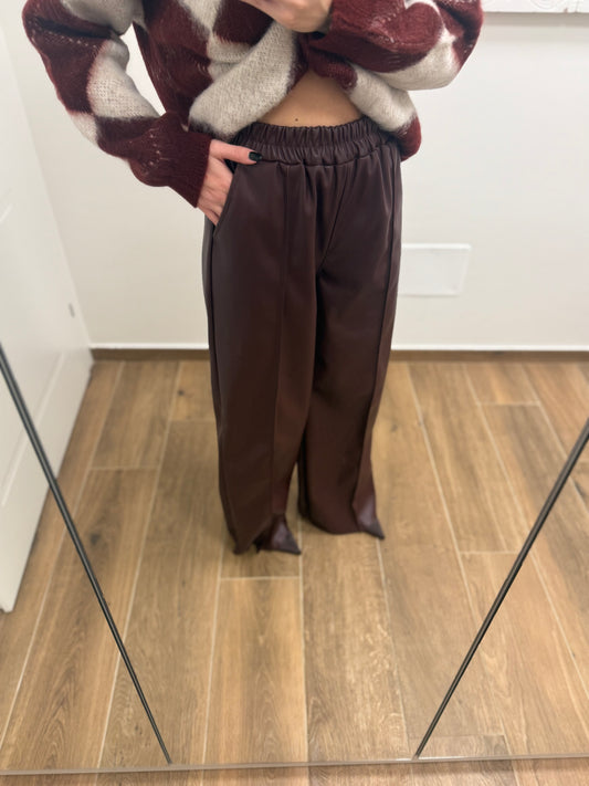 Pantalone ecopelle palazzo