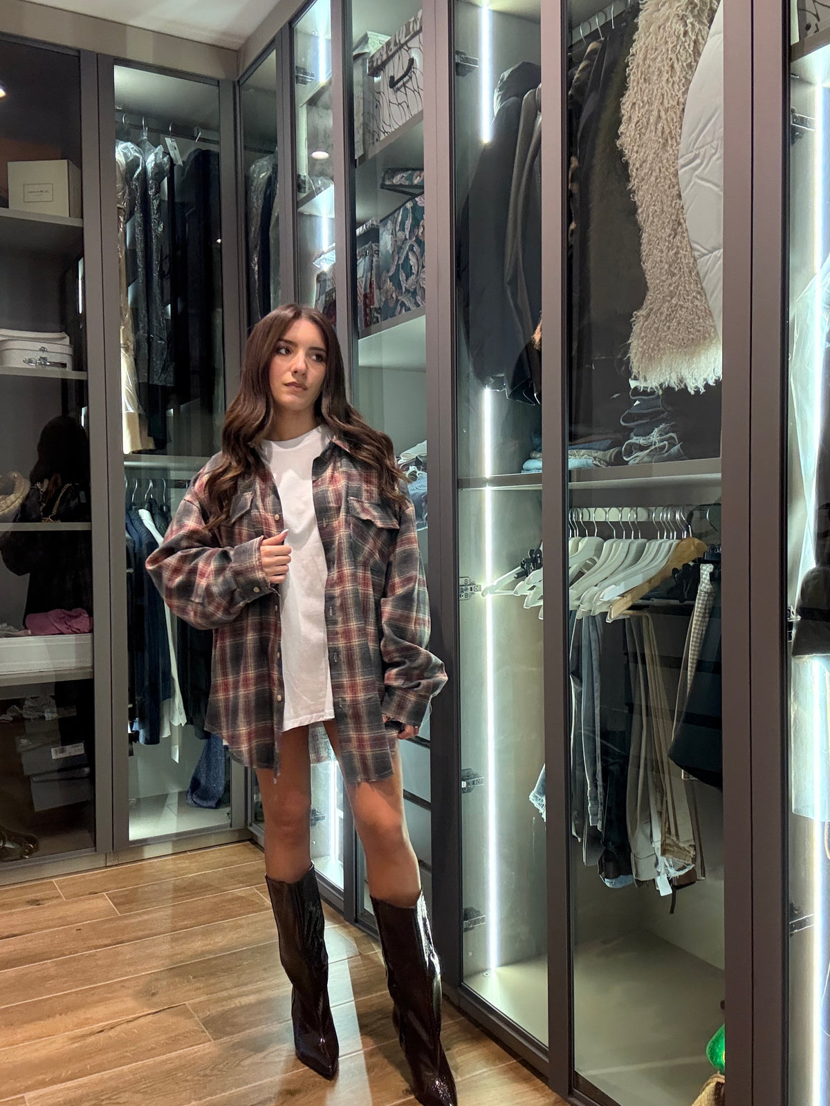 Maxi camicia check