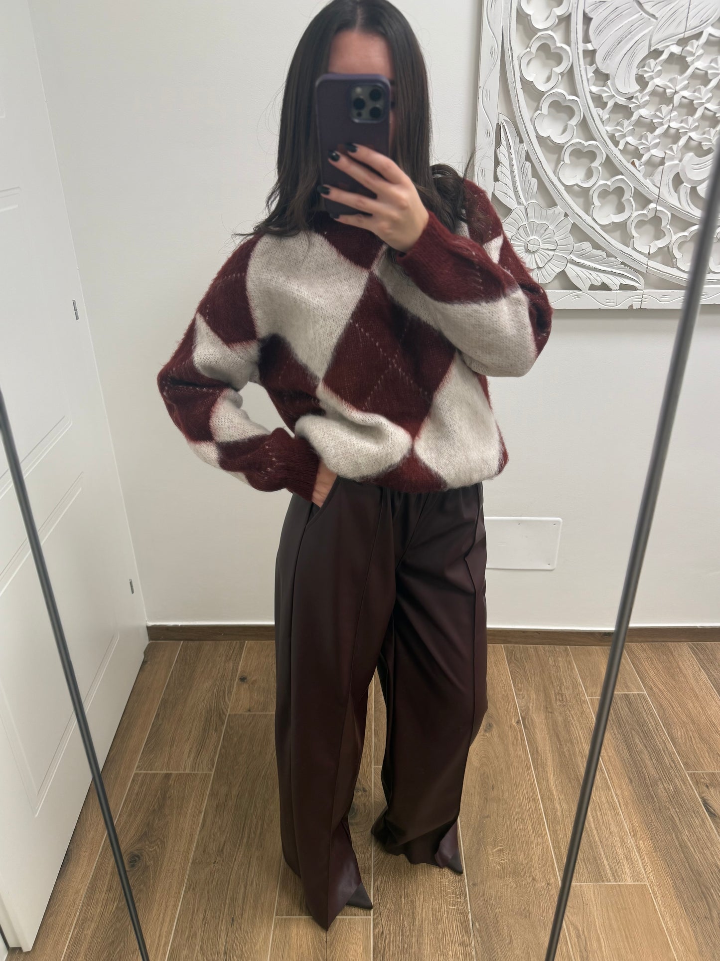 Pantalone ecopelle palazzo